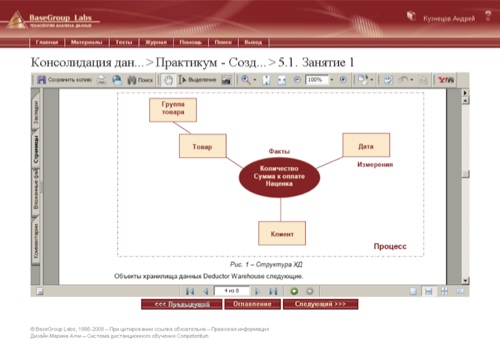 Скриншот системы обучения